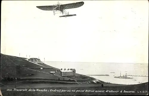 Ak Traversée de la Manche, Blériot, Avant d'atterrir à Douvres