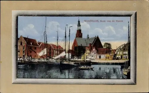 Passepartout Ak Maassluis Südholland, Kom van de Haven, Boote