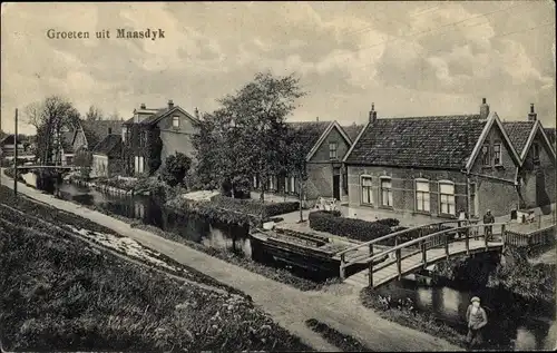 Ak Maasdyk Südholland, Häuser am Kanal