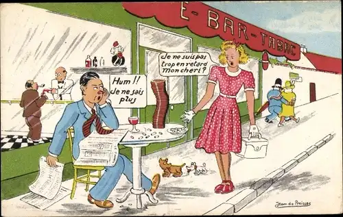 Künstler Ak Preissac, Jean de, Betrunkener Mann in einer Bar