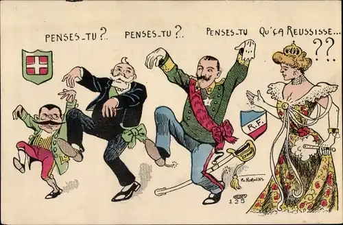 Künstler Ak Norwins, Ph., Penses tu, Karikatur, Emile Loubet, Victor Emanuel III