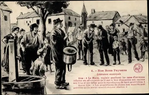 Künstler Ak Nos Bons Paysans, Litterature municipale, Le Maire
