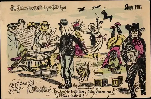 Künstler Ak Fleury, La Semaine Satirique Politique, Annee 1906, Karikatur