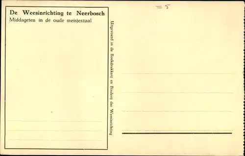 Ak Neerbosch Nijmegen Gelderland, De Weesinrichting, Middageten in de oude meisjeszaal