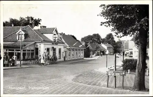 Ak Nunspeet Gelderland, Stationslaan, Hotel