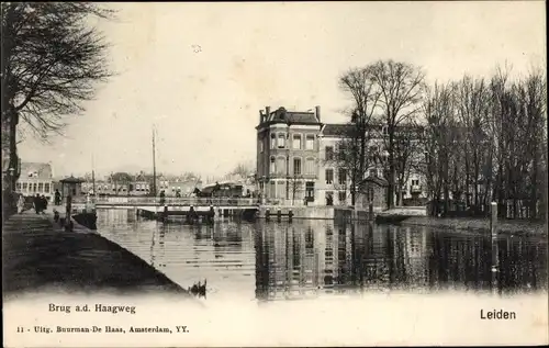 Ak Leiden Südholland Niederlande, Brug a.d. Haagweg, Kanalpartie, Brücke