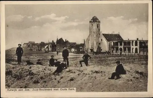 Ak Katwijk aan Zee Südholland Niederlande, Zuid-Boulevard met Oude Kerk