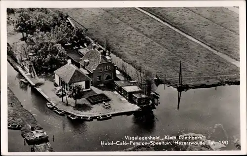 Ak Hazerswoude Dorp Südholland,, Visgelegenheid Klein Giethoorn, Hotel, Fliegeraufnahme