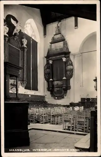 Ak Maasluis Südholland Niederlande, Interieur Groote Kerk