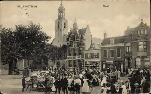 Ak Hellevoetsluis Südholland, Markt