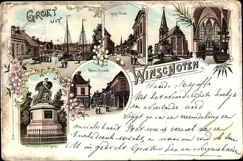 Litho Winschoten Groningen Niederlande, Torren Straat, Kirche, Innenansicht, Denkmal