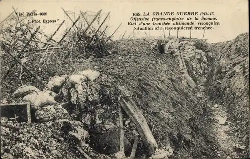 Ak Somme, Offensive franco-anglaise de la Somme, tranchée allemande reconquise