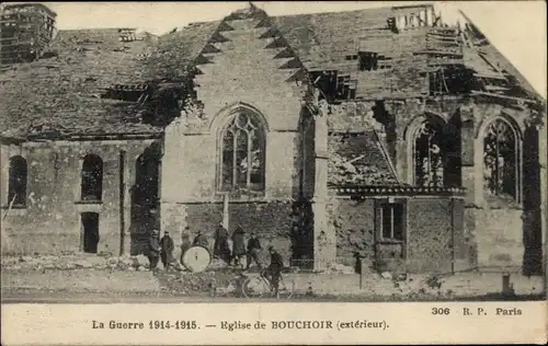 Ak Bouchoir Somme, Eglise, Ruines, Kriegszerstörung I. WK
