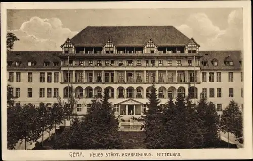 Ak Gera in Thüringen, Neues Städt. Krankenhaus, Mittelbau