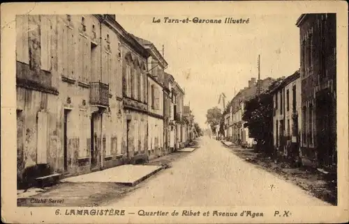 Ak La Magistère Lamagistère Tarn et Garonne, Quartier de Ribet et Avenue d'Agen