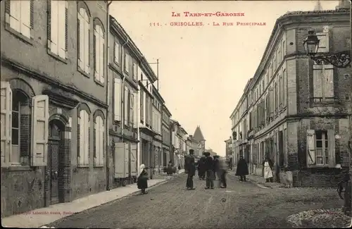 Ak Grisolles Tarn-et-Garonne, La Rue Principale