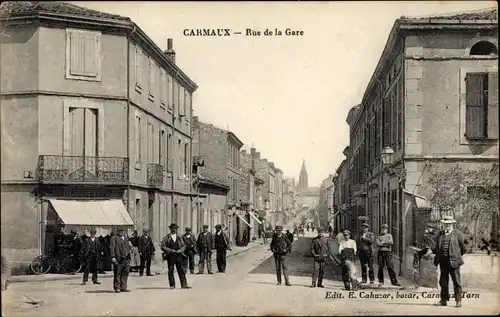 Ak Carmaux Tarn, Rue de la Gare