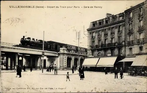 Ak Villemomble Villemonble Seine Saint Denis, Depart du Train pour Paris, Gare de Raincy