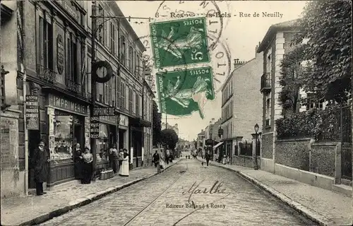 Ak Rosny sous Bois Seine Saint Denis, Rue de Neuilly, Geschäfte
