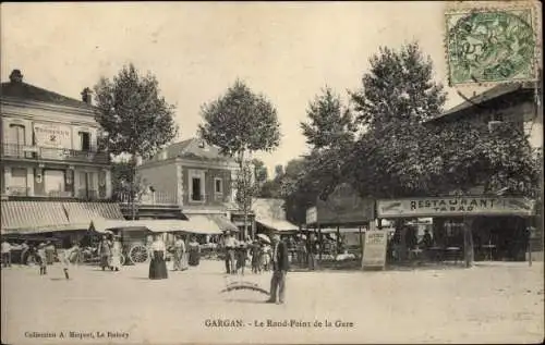 Ak Gargan Seine Saint Denis, Le Rond Point de la Gare, Restaurant