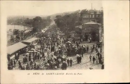 Ak Saint Cloud Hauts de Seine, Féte, Entrée du Parc