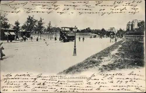 Ak Levallois Perret Hauts de Seine, Porte Champerret, tramway