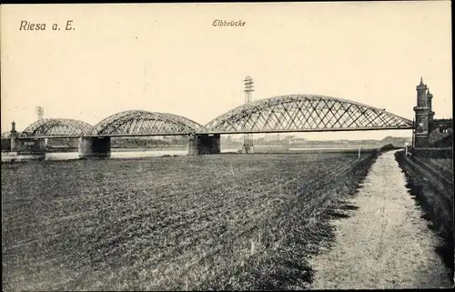 Ak Riesa an der Elbe Sachsen, Elbbrücke