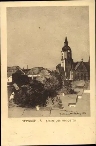 Künstler Ak Meerane in Sachsen, Kirche von Nordosten