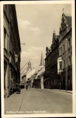 Ak Stollberg im Erzgebirge, August Bebel Straße