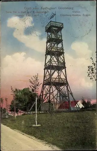 Ak Burkhardtsdorf im Erzgebirge, Geiersberg, Aussichtsturm