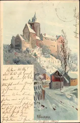 Künstler Litho R. Heinmann, Schwarzenberg Erzgebirge, Das Schloss, Meissner & Buch, Serie III No. 12