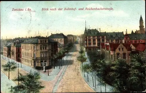 Ak Zwickau in Sachsen, Blick nach der Bahnhof- und Reichenbacherstraße