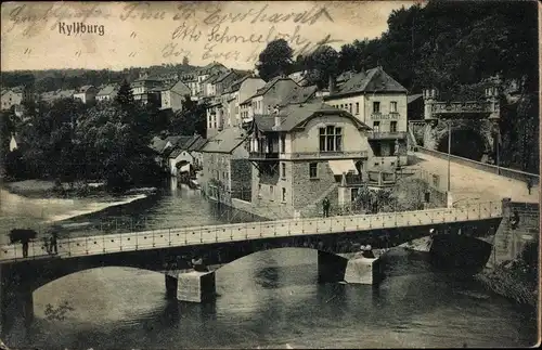 Ak Kyllburg in der Eifel, Teilansicht mit Brücke