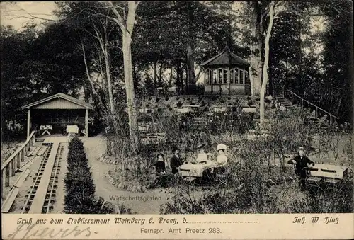 Ak Preetz in Holstein, Etablissement Weinberg, Wirtschaftsgarten, Kegelbahn