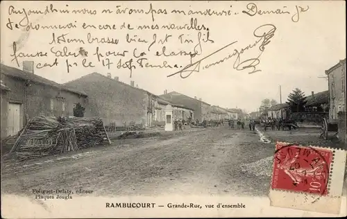 Ak Rambucourt Meuse, Grande Rue, vue d'ensemble