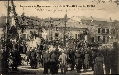 Ak Saint Maurice sous les Côtes Meuse, Inauguration du Monument aux Morts