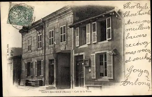 Ak Saint Maurice Meuse, Cafe de la Poste