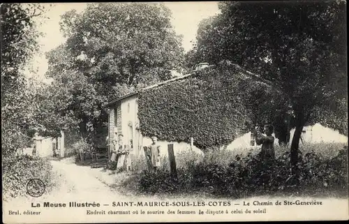 Ak Saint Maurice sous les Côtes Meuse, Le Chemin de Sainte Genevieve