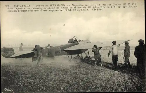 Ak L'Aviation, Depart de Weymann sur Monoplan Nieuport, Flugzeug, Flugpionier