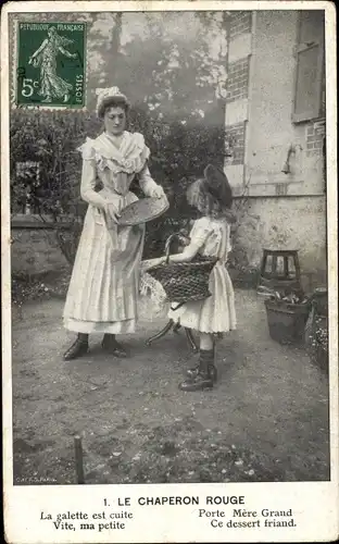 Ak Le Chaperon Rouge, Rotkäppchen, Märchen, Brüder Grimm, Korb, Mutter