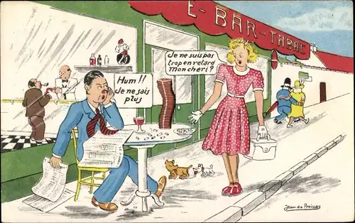 Künstler Ak Preissac, Jean de, Betrunkener Mann in einer Bar