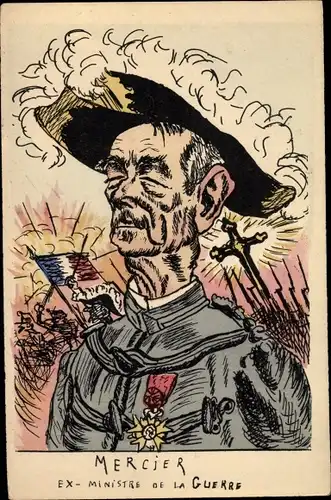 Ak Auguste Mercier, Ministre de la Guerre, Karikatur