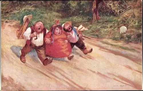 Künstler Ak Weber, Jean, Trois bons amis, dicke Wanderer