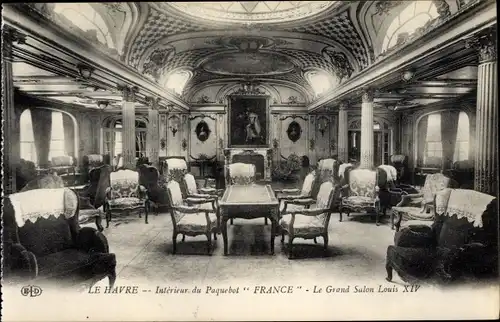 Ak Paquebot France, CGT, Grand Salon Louis XIV