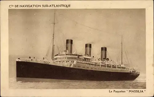 Ak Paquebot Massilia, Compagnie de Navigation Sud-Atlantique