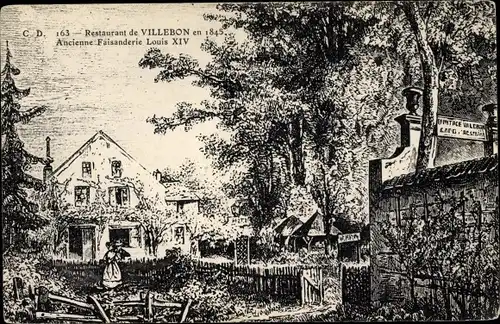 Ak Eure et Loir Frankreich, Restaurant de Villebon en 1845