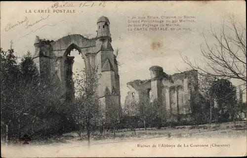 Ak La Couronne Charente, Ruines de l'Abbaye