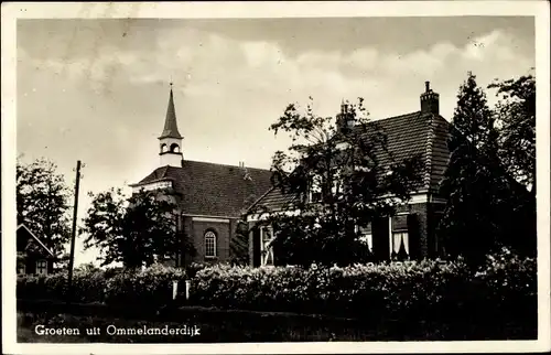 Ak Ommelanderdijk Ommelanderwijk Groningen, Kirche, Haus