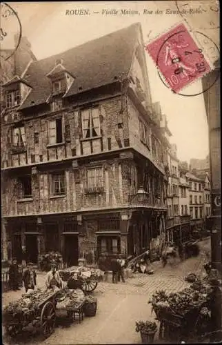 Ak Rouen Seine Maritime, Vieille Maison, Rue des Eaux de Robec