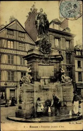 Ak Rouen Seine Maritime, Fontaine Jeanne d'Arc